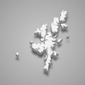 3d isometric map of Shetland Islands is a region of Scotland