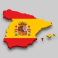 3d isometric Map of Spain with national flag Royalty Free Stock Photo