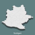 3d isometric map of Stuttgart is a city of Germany