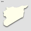 3d isometric map of Syria isolated with shadow