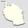 3d isometric map of Tanzania isolated with shadow