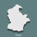 3d isometric map of Tianjin is a city of China