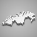 3d isometric map of Troms og Finnmark is a county of Norway