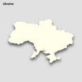 3d isometric map of Ukraine isolated with shadow