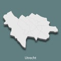 3d isometric map of Utrecht is a city of Netherlands