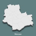 3d isometric map of Warsaw is a city of Poland