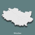 3d isometric map of Wroclaw is a city of Poland