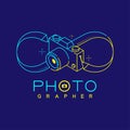 3D isometric Photographer logo icon outline stroke with infinity sign made from neck strap camera design illustration isolated on