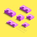 3d isometric pink elements from lego building bricks Royalty Free Stock Photo