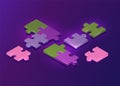 3d isometric puzzle pieces background. Jigsaw game Royalty Free Stock Photo