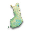 3d isometric relief map of Finland