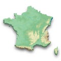 3d isometric relief map of France Royalty Free Stock Photo