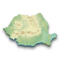 3d isometric relief map of Romania Royalty Free Stock Photo