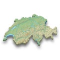 3d isometric relief map of Switzerland Royalty Free Stock Photo