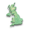 3d isometric relief map of United Kingdom Royalty Free Stock Photo