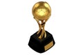3d isometric rendering concept design of the golden football trophy isolated on white background with clipping paths.