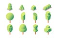 3d isometric set trimmed trees and vegetations.