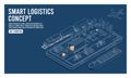 3D isometric Smart logistics concept with Delivery Robot, Warehouse Logistics and Management, Logistics solutions complete supply