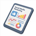 3D isometric social media marketing dashboard on a tablet Royalty Free Stock Photo