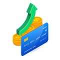 3D Isometric Successful Banking concept, money growth up