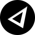 3d isometric triangular ruler in circle icon. Isometric inch and metric rulers. Centimeters and inches measuring scale cm metrics