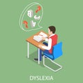 3D Isometric Vector Conceptual Illustration of Dyslexia - Learning Disability