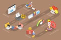 3D Isometric Vector Conceptual Illustration of Search Engine Optimization.
