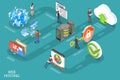 3D Isometric Vector Conceptual Illustration of Web Hosting Service.