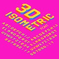 3d isometric vector font. Isometric letters, numbers and symbols. Three-dimensional stock vector typography for headlines, posters