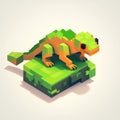 3D isometric voxel pixel art comic drawing style, iguana animal cartoon character. AI Generative Royalty Free Stock Photo