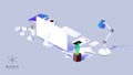 3d Isometric Workplace. Modern Vector Illustration.