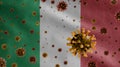 3D, Italian flag waving with Coronavirus outbreak. Italy Covid 19 Royalty Free Stock Photo