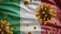 3D, Italian flag waving with Coronavirus outbreak. Italy Covid 19 Royalty Free Stock Photo