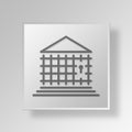3D Jail Bank Button Icon Concept