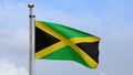 3D, Jamaican flag waving on wind. Close up of Jamaica banner blowing soft silk Royalty Free Stock Photo