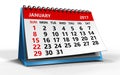 3d january 2017 calendar Royalty Free Stock Photo