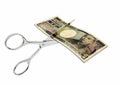 3D Japanese Currency with pairs of Scissors