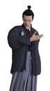 3D Japanese man in hakama and haori Royalty Free Stock Photo