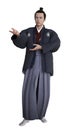 3D Japanese man in hakama and haori Royalty Free Stock Photo