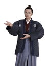 3D Japanese man in hakama and haori Royalty Free Stock Photo