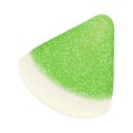 3D jelly candy of green watermelon slice, soft chewy marmalade of triangle shape Royalty Free Stock Photo