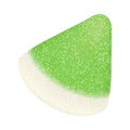 3D jelly candy of green watermelon slice, soft chewy marmalade of triangle shape