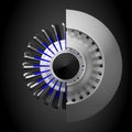 3D jet engine - back view Royalty Free Stock Photo