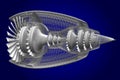 3D jet engine - side, back view Royalty Free Stock Photo