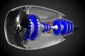 3D jet engine - front, side view Royalty Free Stock Photo