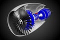 3D jet engine - front, side view Royalty Free Stock Photo