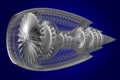 3D jet engine - front, side view Royalty Free Stock Photo