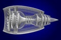 3D jet engine - side view Royalty Free Stock Photo