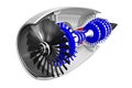 3D jet engine - front, side view Royalty Free Stock Photo