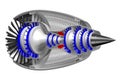 3D jet engine - side, back view Royalty Free Stock Photo